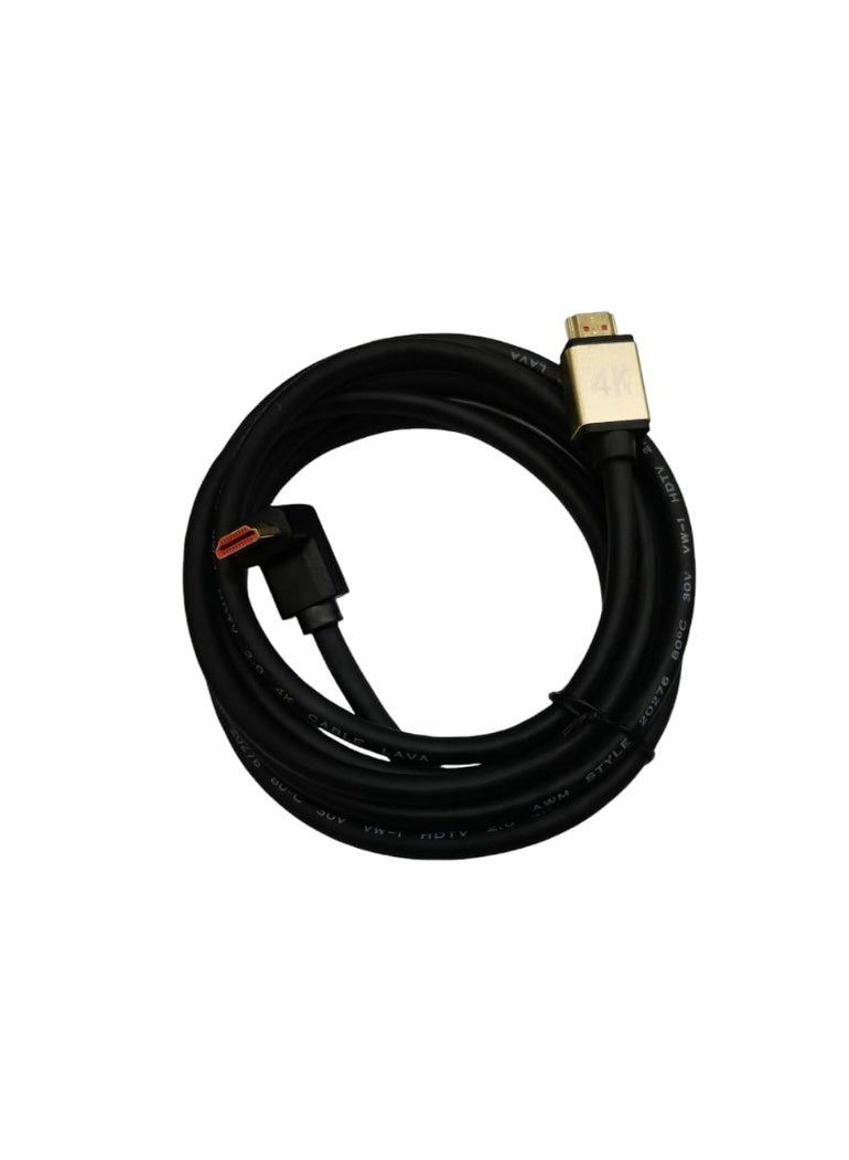 LAVA 4K L-shaped HDMI cable for TVs, PCs, PlayStations, and any device that supports HDMI connectivity. 3 Meters - Image 1